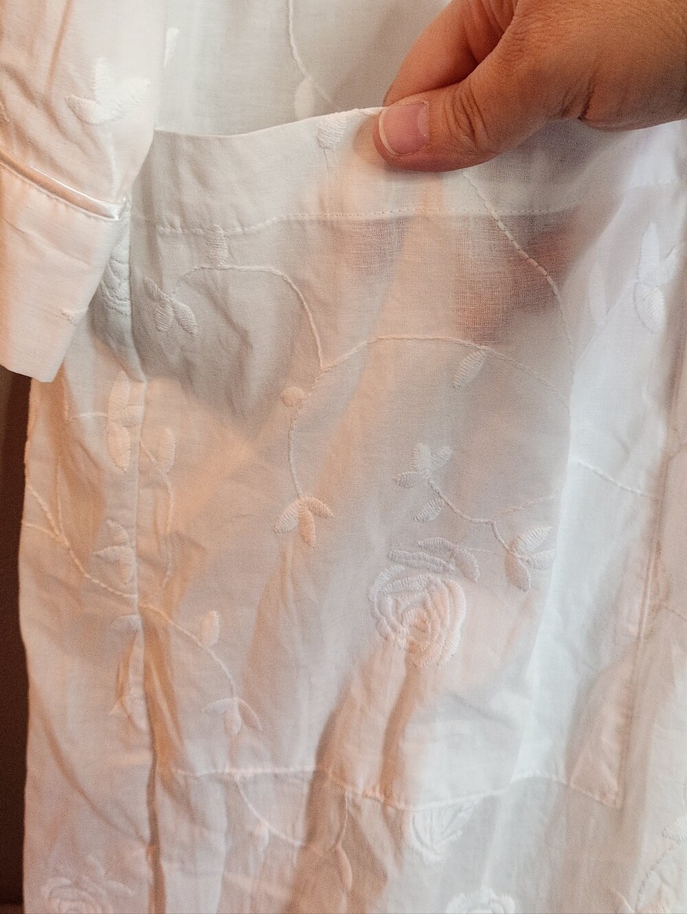 Charter Club Intimates White Sheer Floral Embroidered Robe 100% Cotton. Size XL - Picture 5 of 10